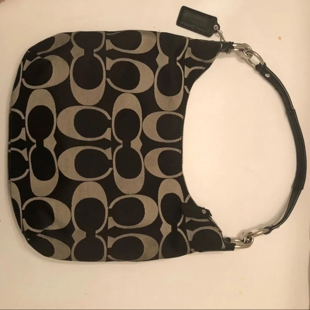 Coach Kirsten signature c black gray hobo bag